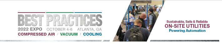 Banner for the 2022 Best Practices EXPO in Atlanta, covering compressed air, vacuum and cooling.