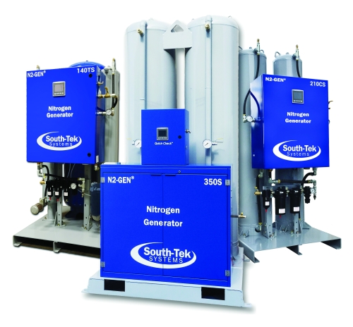 A group of South-Tek nitrogen generator packages in different sizes.