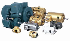 A group of electric motors and gearmotors in a range of sizes.