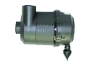 A compressor intake air filter housing with an automatic dirt unloader beneath.
