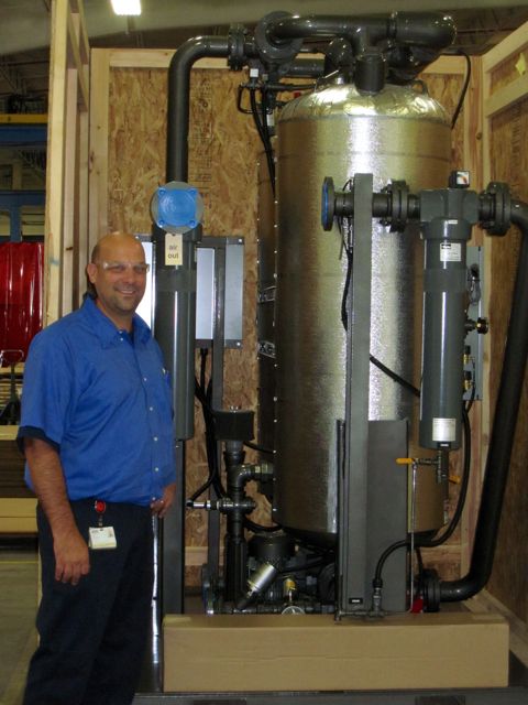 packaging protecting an externally heated desiccant dryer before shipment.