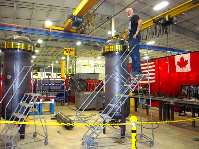 hydrostatic testing for ASME Certification on mist eliminator filtration systems.