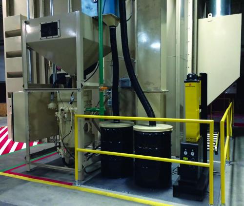 Newly installed sandblast booth with domnick hunter Grade D breathing air system